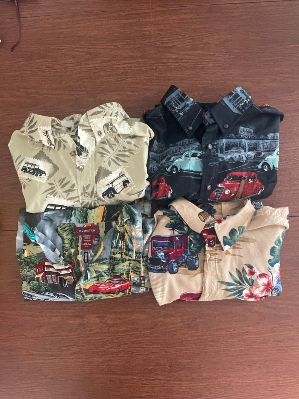 4 Short Sleeve Button Downs Men's Large North River Puritan Covington Car Theme